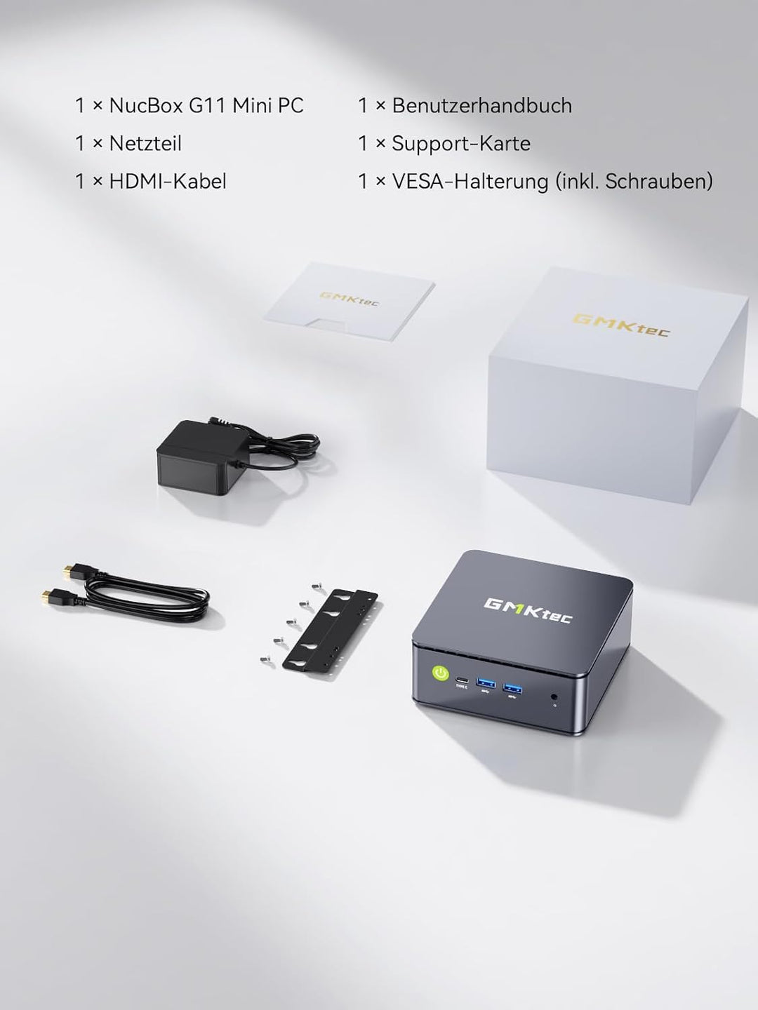GMKtec Mini PC AMD Ryzen Embedded R2514, 3-Jahre-Support, 4C/8T bis 3,7 GHz (Beats 3500/N95/N150) 16