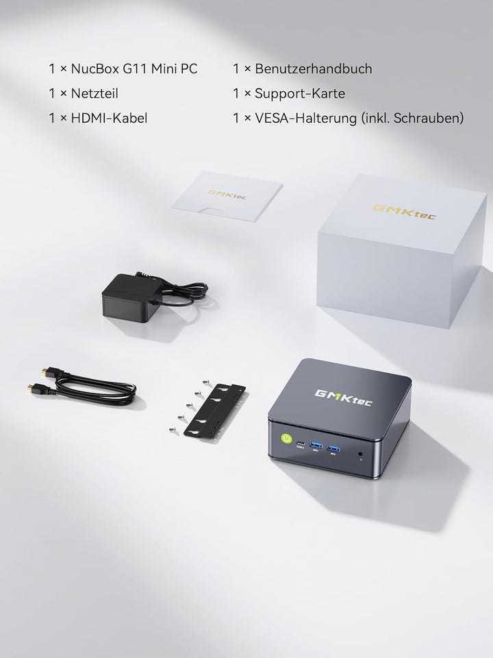 GMKtec Mini PC AMD Ryzen Embedded R2514, 3-Jahre-Support, 4C/8T bis 3,7 GHz (Beats 3500/N95/N150) 16