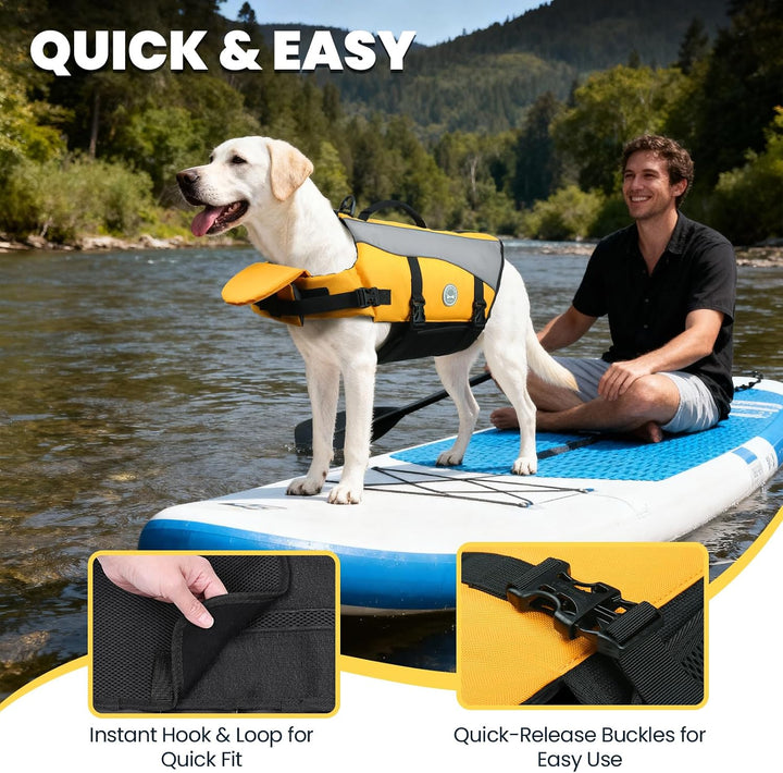 VIVAGLORY Front Float Schwimmweste Hund, Hundeschwimmweste für Bootfahren, Schwimmweste with Kopfstü