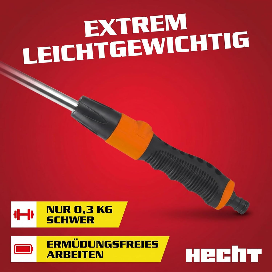 HECHT Gartenbrause mit Giessstab aus Metall, 67 cm, 10 Sprühfunktionen &amp; 180° Sprühkopf, für Gartens
