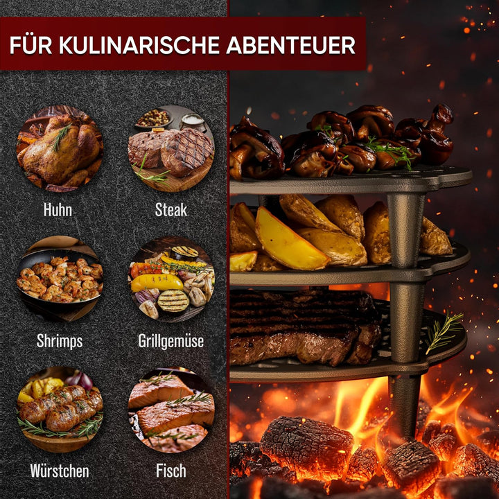 Gusseisen Stapelrost für 4,5 Liter Dutch Oven [Ø 20 cm]– Einsatz für Dutch Oven – Staple Grate – Gus