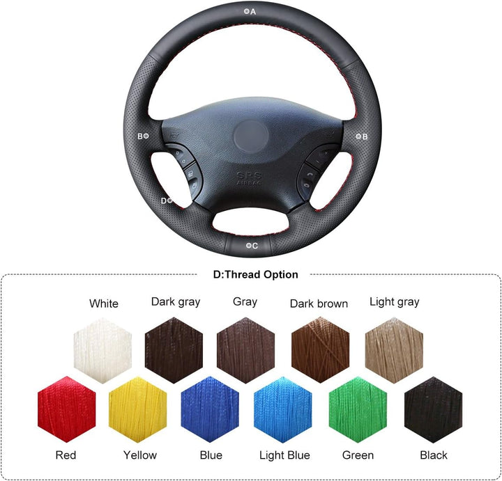 MEWANT Hand Nähen Echtes Leder Auto Lenkradhülle Lenkradbezug für W639 Viano 2006-2011 / Vito 2010-2