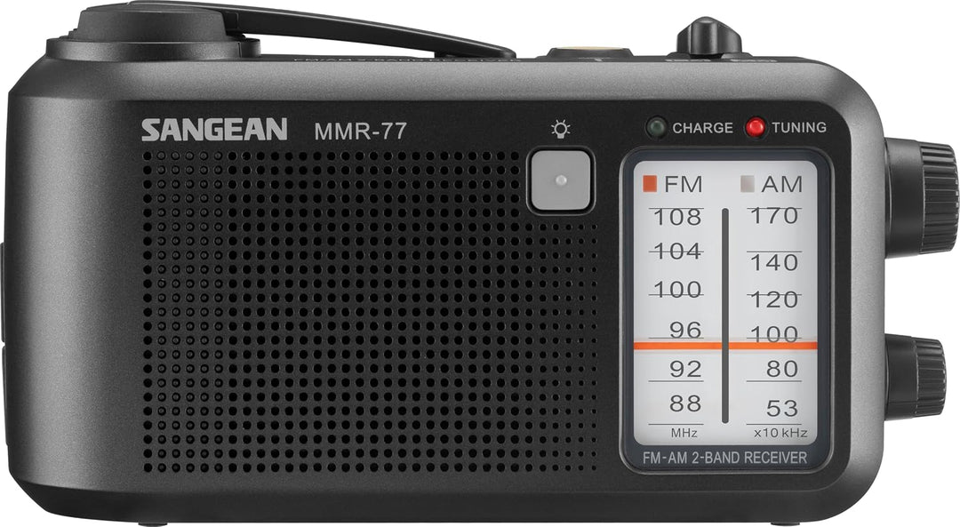 Sangean MMR-77 Multifunktionales Kurbel-Radio mit AM, FM, Handkurbel, Ideal für Outdoor und Camping,