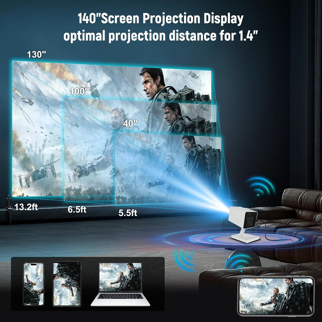 Mini Beamer 4K Mini Projektor WiFi6 und Bluetooth 5.0，150 ANSI Lumen Tragbarer Videoprojektor, Autom