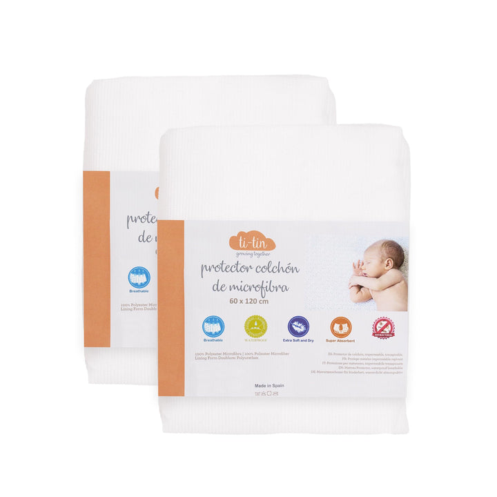 Matratzenschoner aus Baumwolle für Babykrippe | 60 x 120 cm | Wasserdicht | Atmungsaktiv | mit Gummi