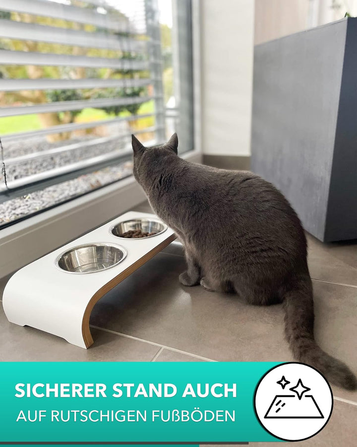 Katzennapf Futterstation - 2er Futternapf Katze erhöht - Doppel Fressnapf Katzen - Wassernapf Katze