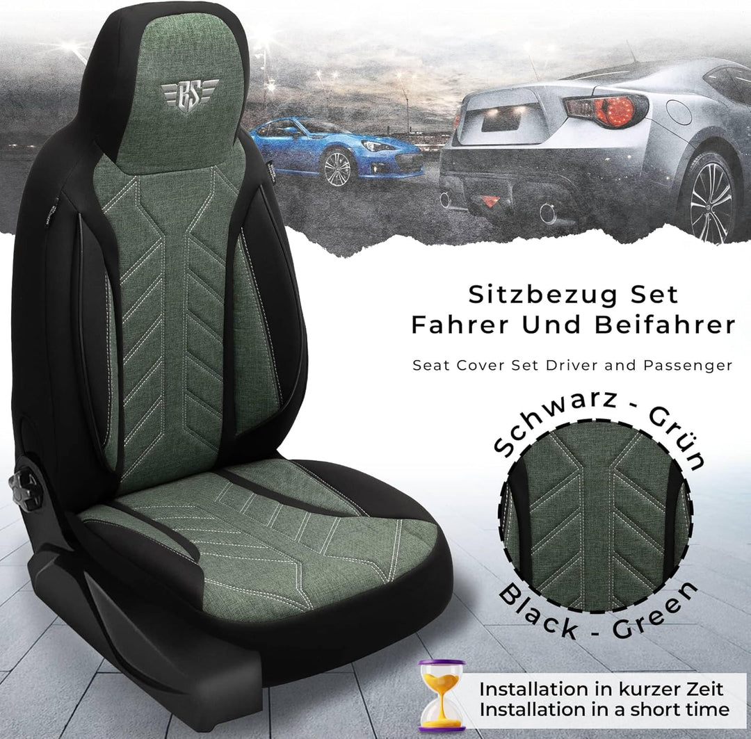 BREMER SITZBEZÜGE Mass Sitzbezüge Schonbezüge für VW Golf 8 PLKT213 PLKT213 - Schwarz/Olivgrün Golf