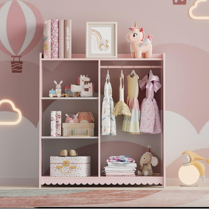 [en.casa] Kindergarderobe stehend Vestnes Kinder Kleiderschrank mit Kleiderstange 90 x 80 x 38 cm Kl