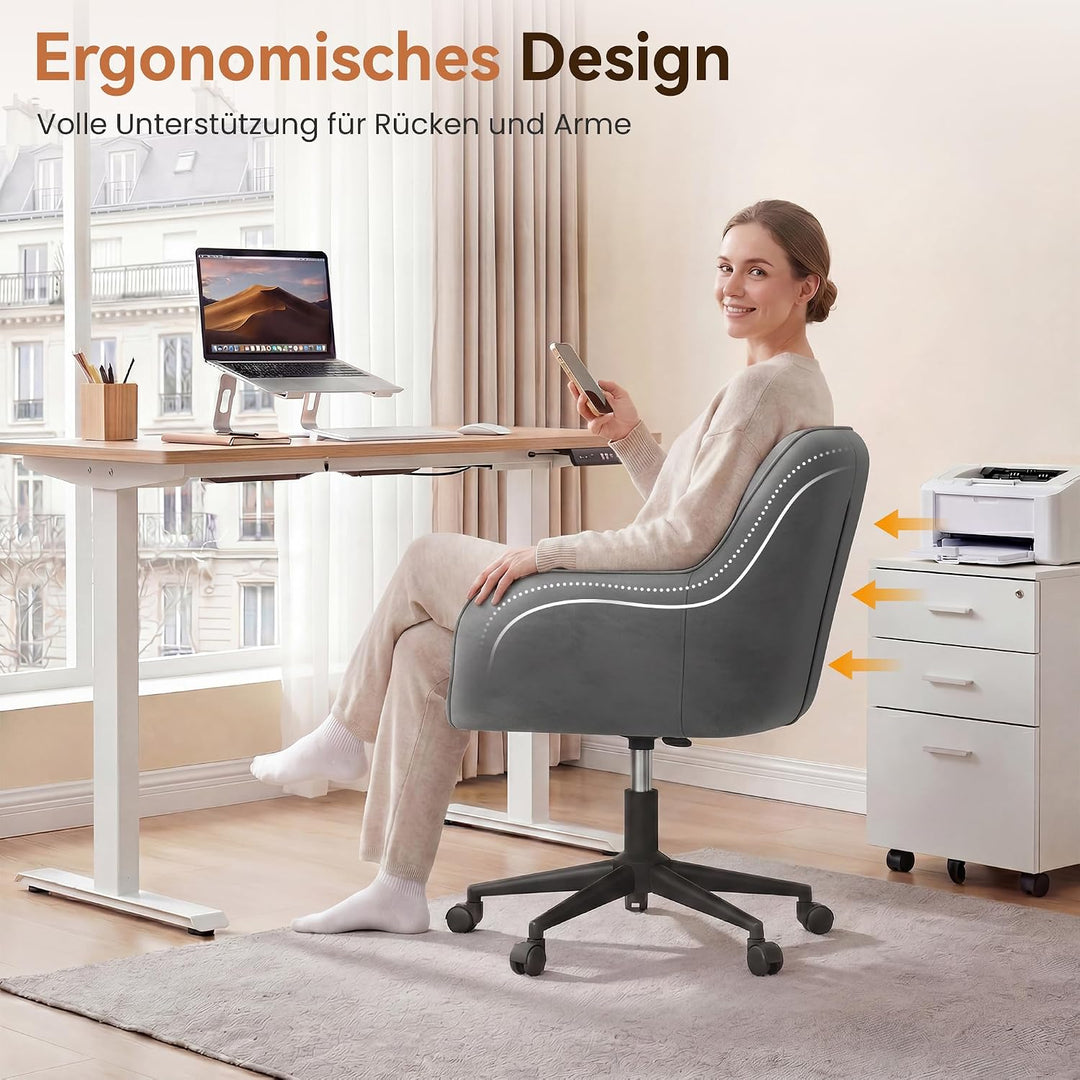 YOUDENOVA Schreibtischstuhl, Drehstuhl mit Rollen, Schminkstuhl Höhenverstellbar, Homeoffice Stuhl,