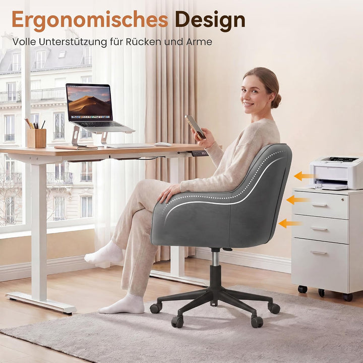 YOUDENOVA Schreibtischstuhl, Drehstuhl mit Rollen, Schminkstuhl Höhenverstellbar, Homeoffice Stuhl,
