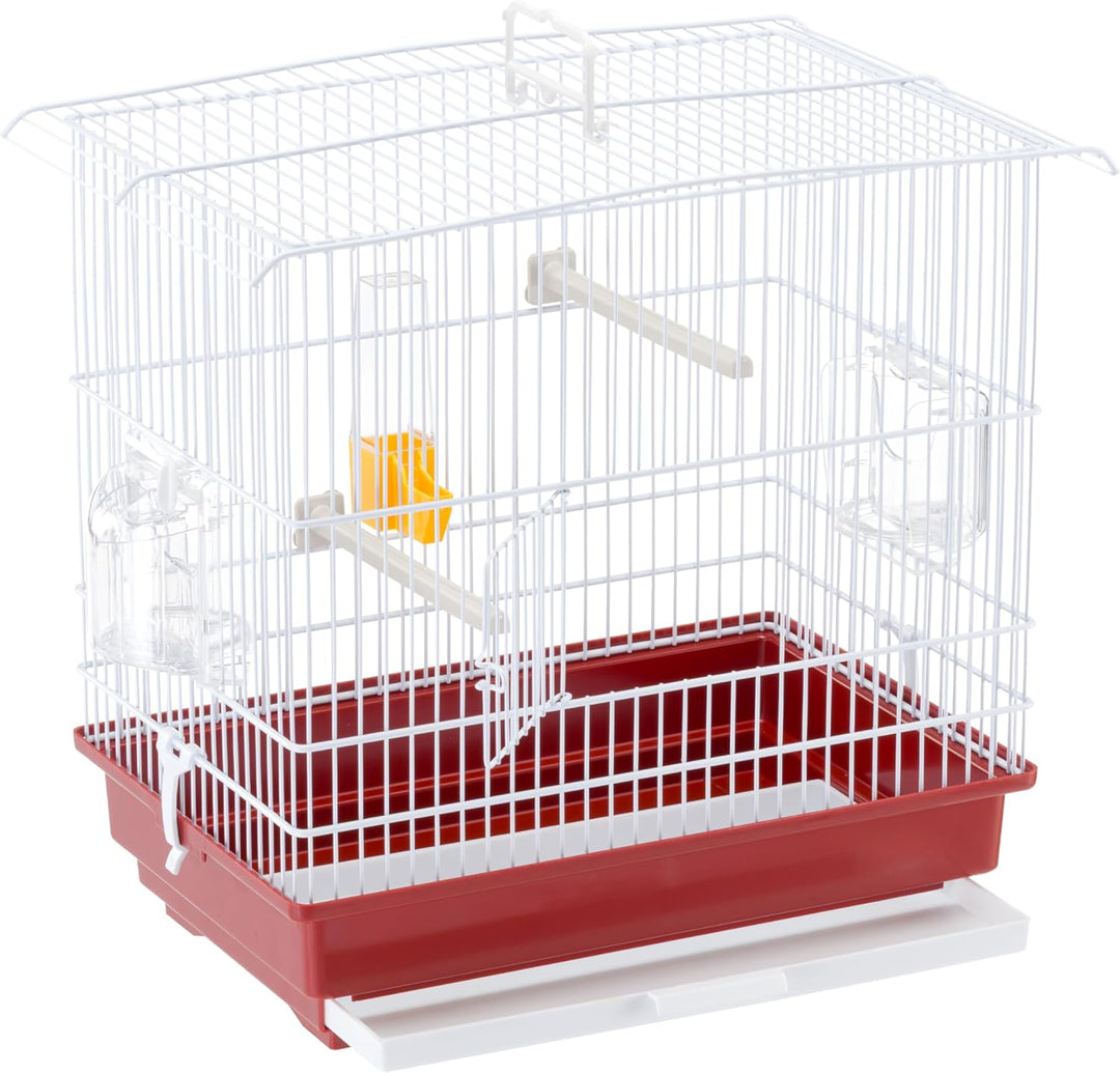 Ferplast Vogelkäfig Kanarienvogel, inkl. Vogelspielzeug, Vogel-Futternapf, Vogel-Sitzstangen, Weiss,