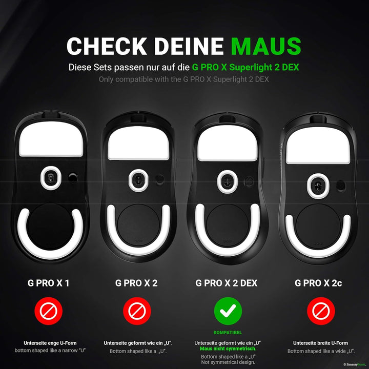 SensoryBoost Rush Glas Glides Set kompatibel mit Logitech G PRO X Superlight 2 DEX - Ultra Schnell &amp;