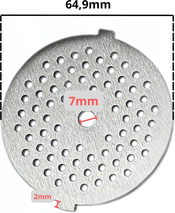 Mahlzeit Lochscheibe, Aussendurchmesser 64,9mm (Durchmesser der mittleren Öffnung 7 mm), Satz Fleisc
