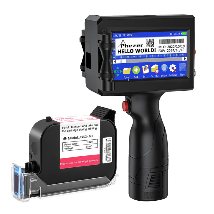 Phezer 0,5 Zoll P15 mobiler Handdrucker mit JS62 Quick-Dry Tinte, tragbarer Tintenstrahldrucker für