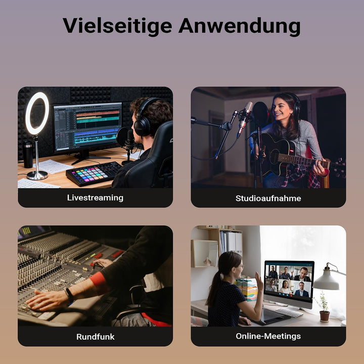 Wiltec Mikrofonarm 80cm Gelenkarm Tischhalterung für 3/8" und 5/8" Mikrofone für Studio und Zuhause
