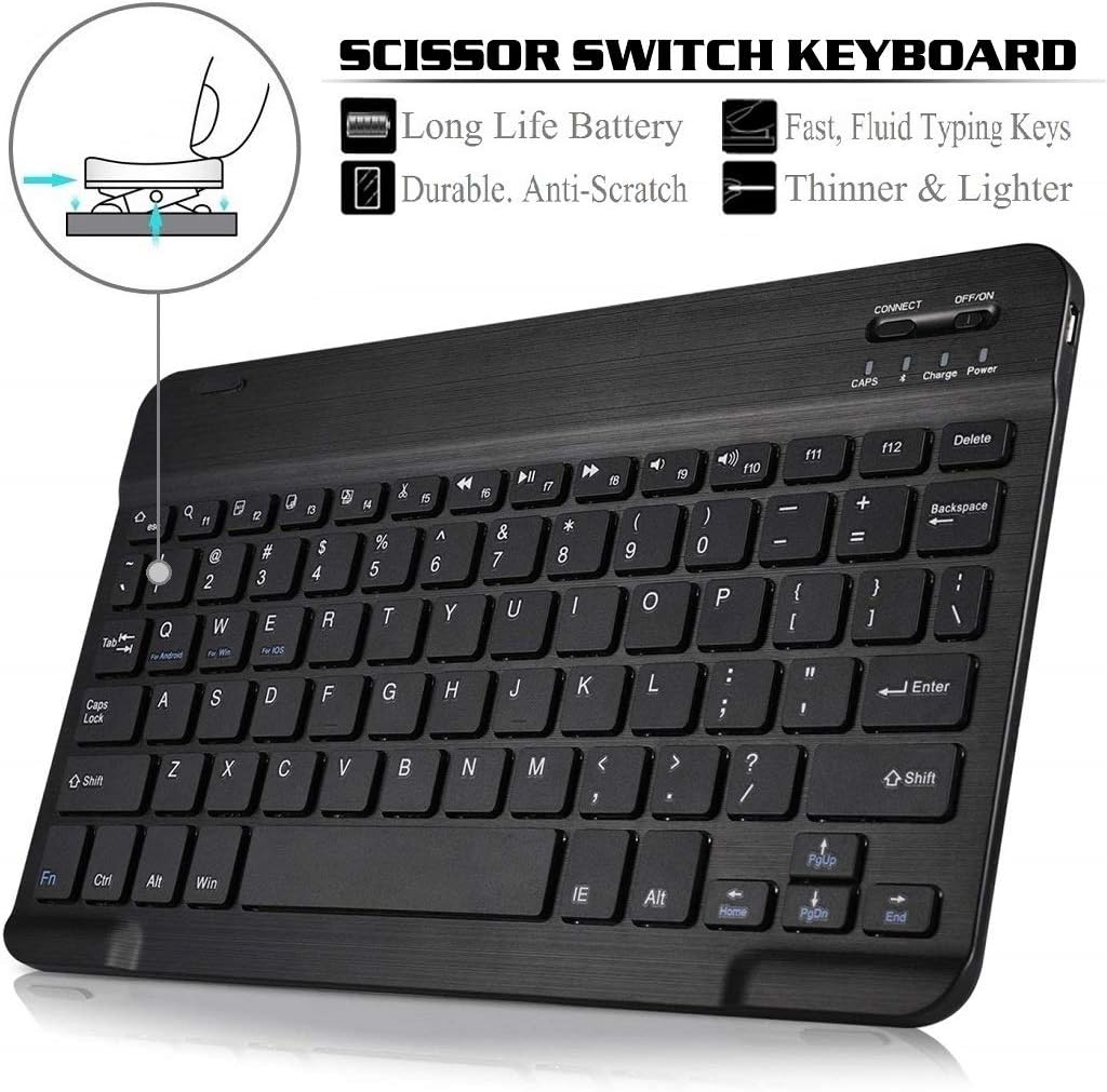 Tastaturhülle für Samsung Galaxy Tab A, 10,1 Zoll (2019), SM-T510/T515, Wineecy PU-Leder mit abnehmb