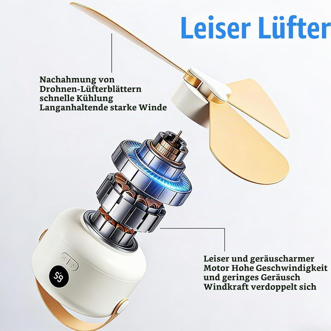 USB Campingventilator mit LED Licht mit 5-Gang-Wind,Wiederaufladbar mit Fernbedienung