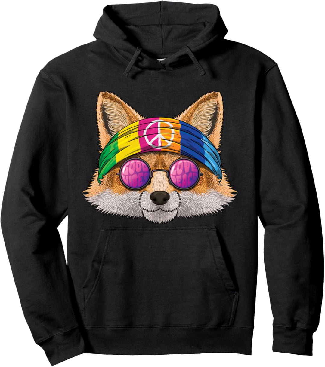 Hippie Fuchs Liebe Friedenszeichen 70er Jahre Hippie Pullover Hoodie