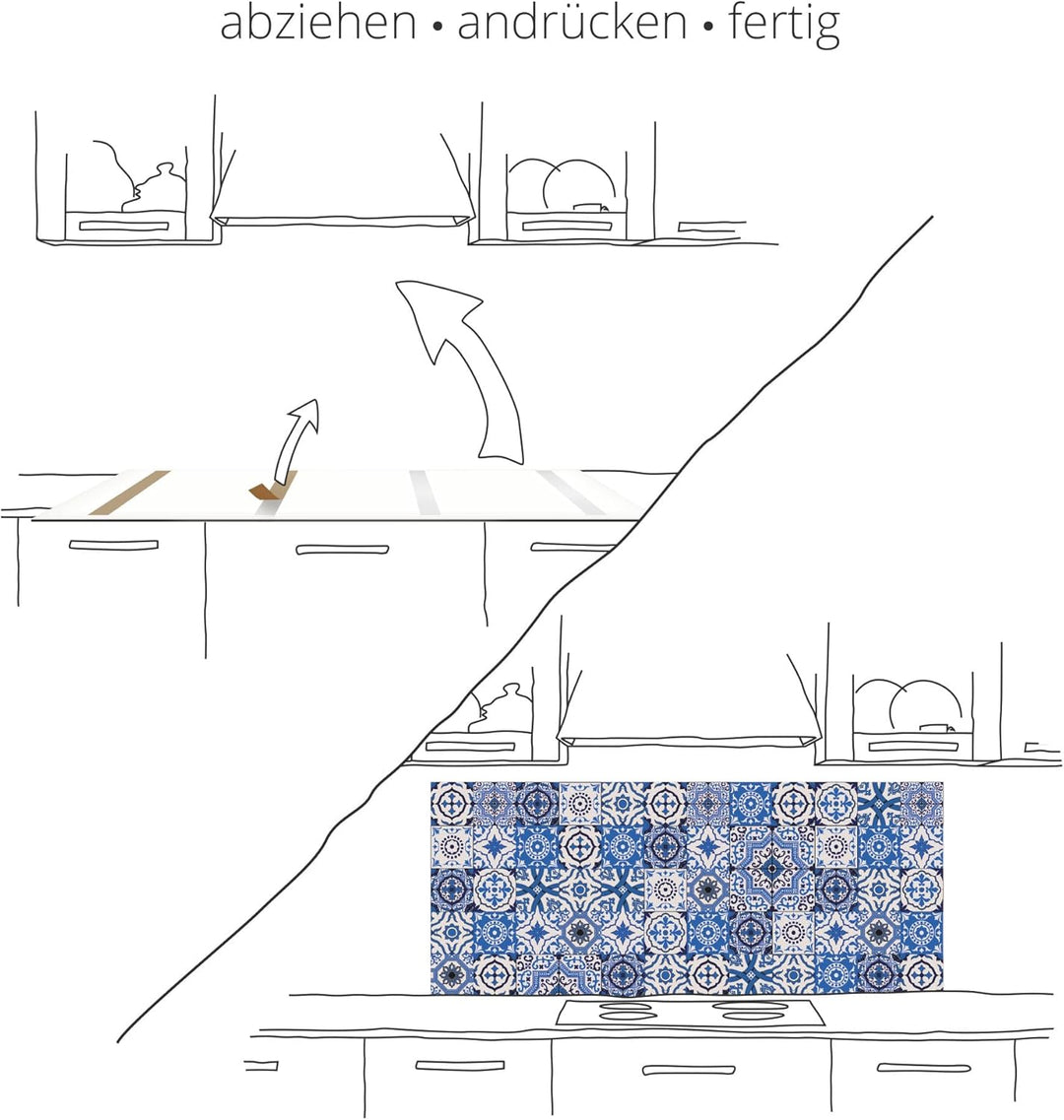 ARTland Spritzschutz Küche aus Alu für Herd Spüle 80x55 cm (BxH) Küchenrückwand mit Motiv Essen Lebe