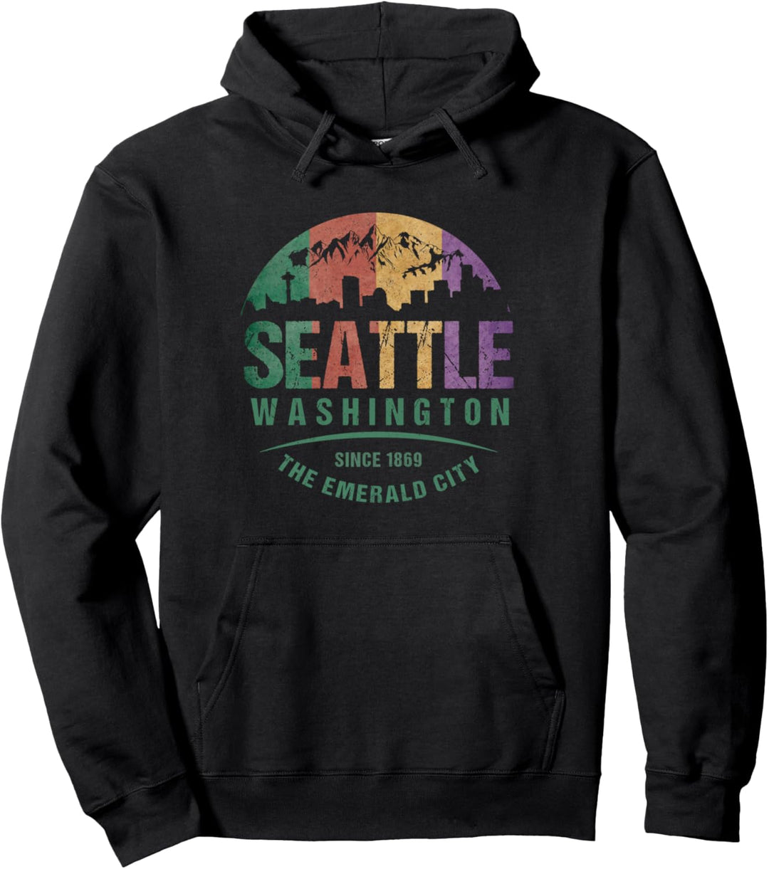 Seattle Washington Skyline Grunge Kunst Urlaub Souvenir Pullover Hoodie