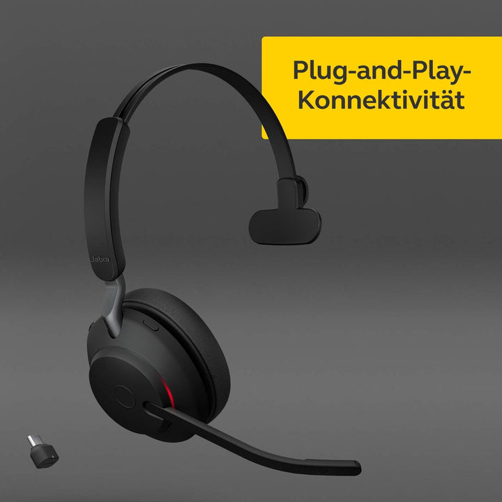 Jabra Evolve2 65 Wireless PC Headset with Charging Stand – Noise Cancelling UC Certified Mono Headph