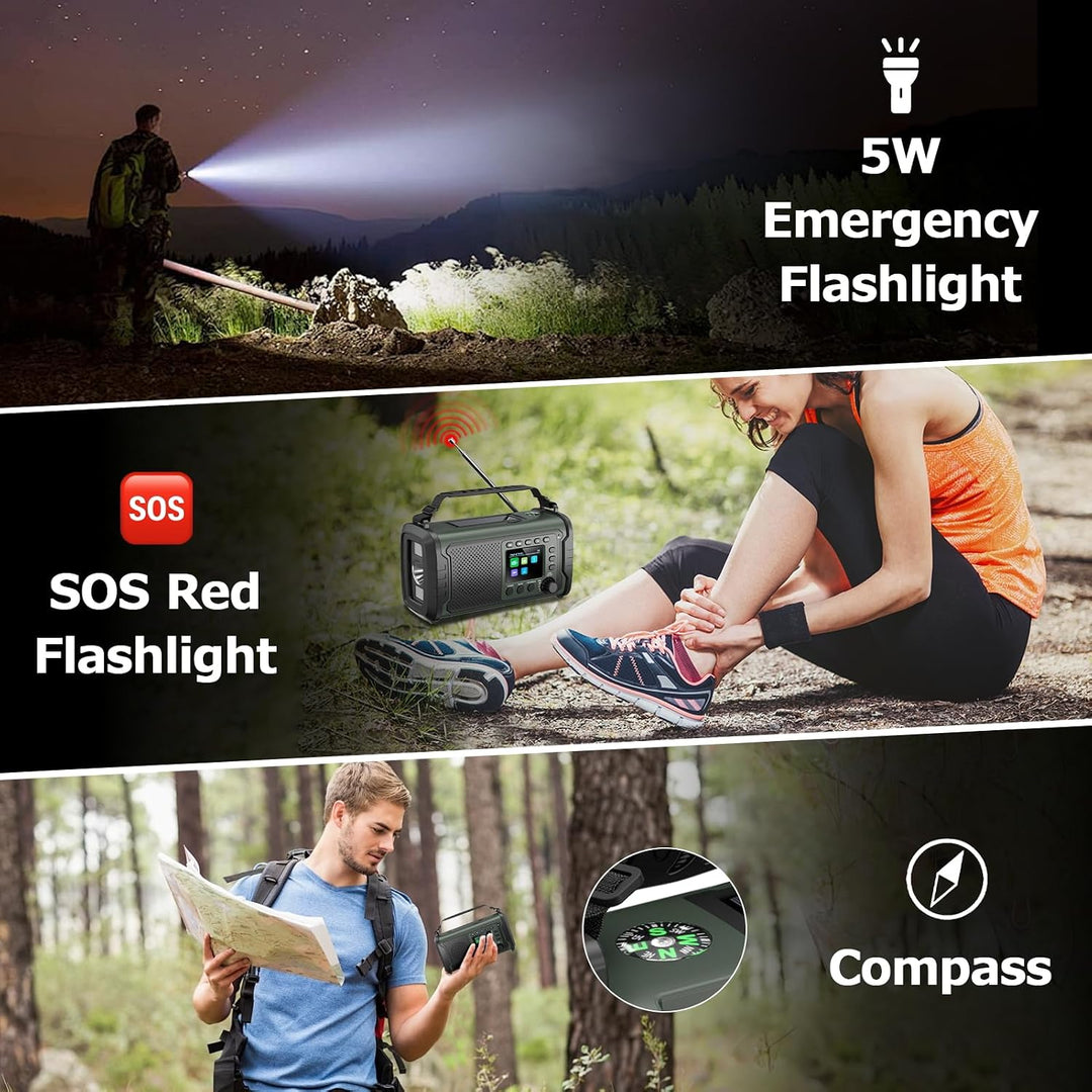 27000mAh DAB/DAB+ Notfallradio mit Kurbel, Solar &amp; USB Laden, Bluetooth 5.3, Powerbank-Funktion, SOS