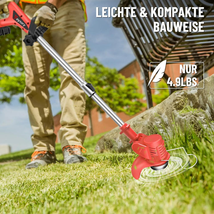 Akku Rasentrimmer mit Akku, 21V Elektrischer Akku Motorsense &amp; Rasentrimmer Rasen, Akku Freischneide