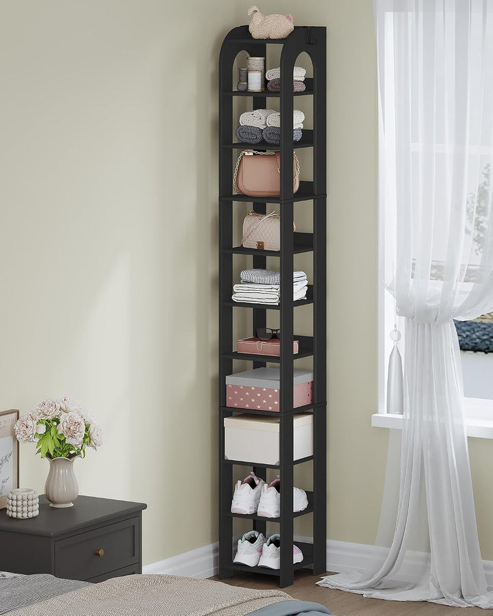 Hzuaneri Vertikales Schuhregal, 11 Ebenen Schmale Schuhregale, Holz-Schuh-Organizer für Schrank, Ein
