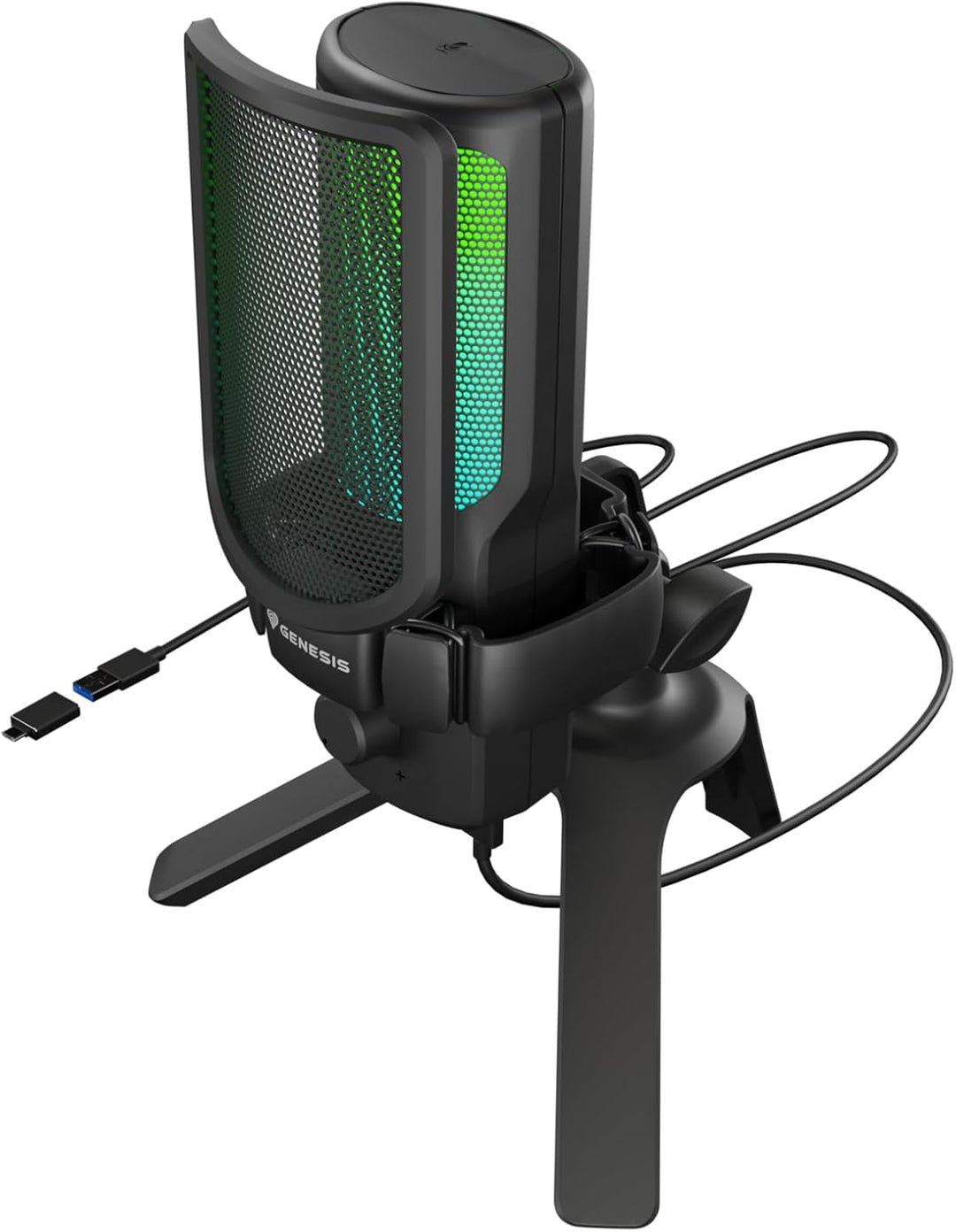 Genesis Radium 250 USB Gaming Mikrofon für PC, Kondensator Mikrofon mit Stativ, Popfilter, Mute, Gai