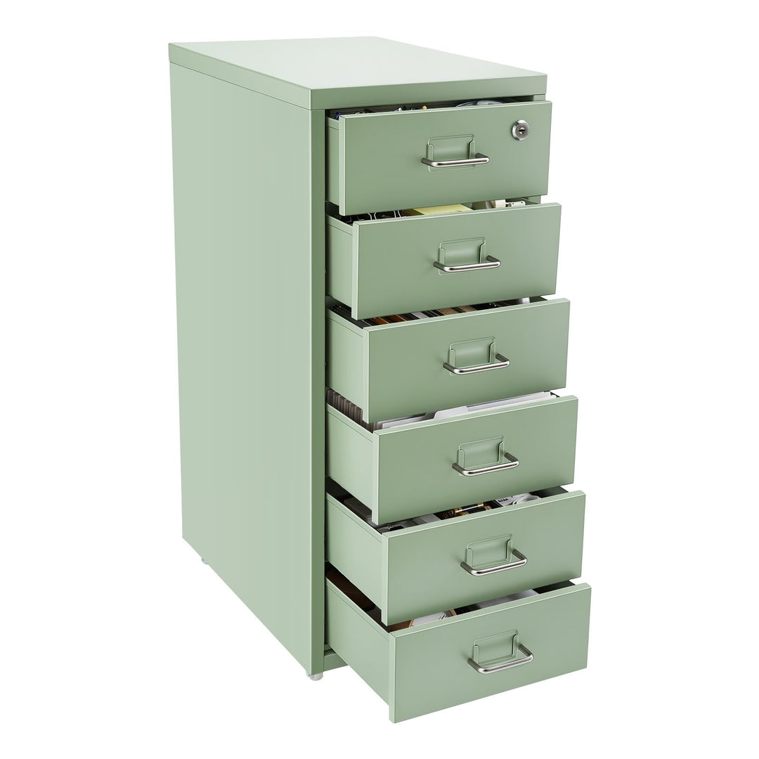 Aktenschrank Abschliessbar, Mobiler Aktenschrank für Büro (Grün), Grün