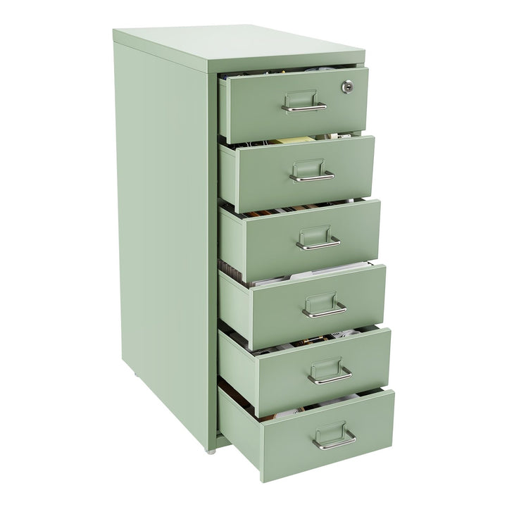 Aktenschrank Abschliessbar, Mobiler Aktenschrank für Büro (Grün), Grün