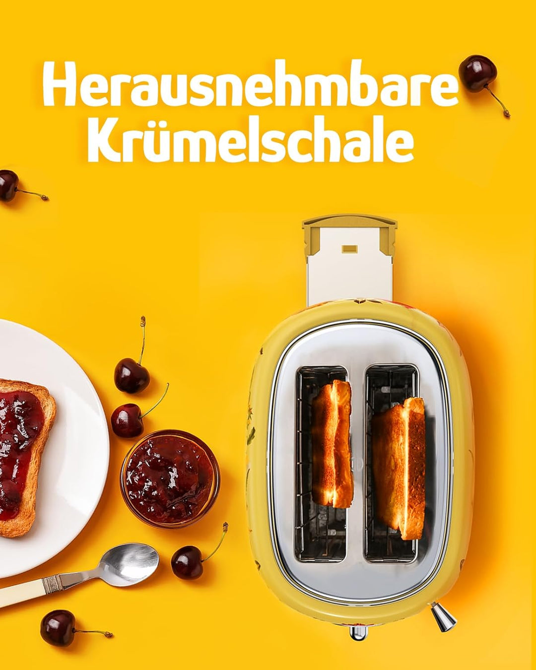Hazel Quinn Retro 2 Scheiben Toaster, Edelstahl, Vintage Toaster, 6 variable einstellbare Bräunungss