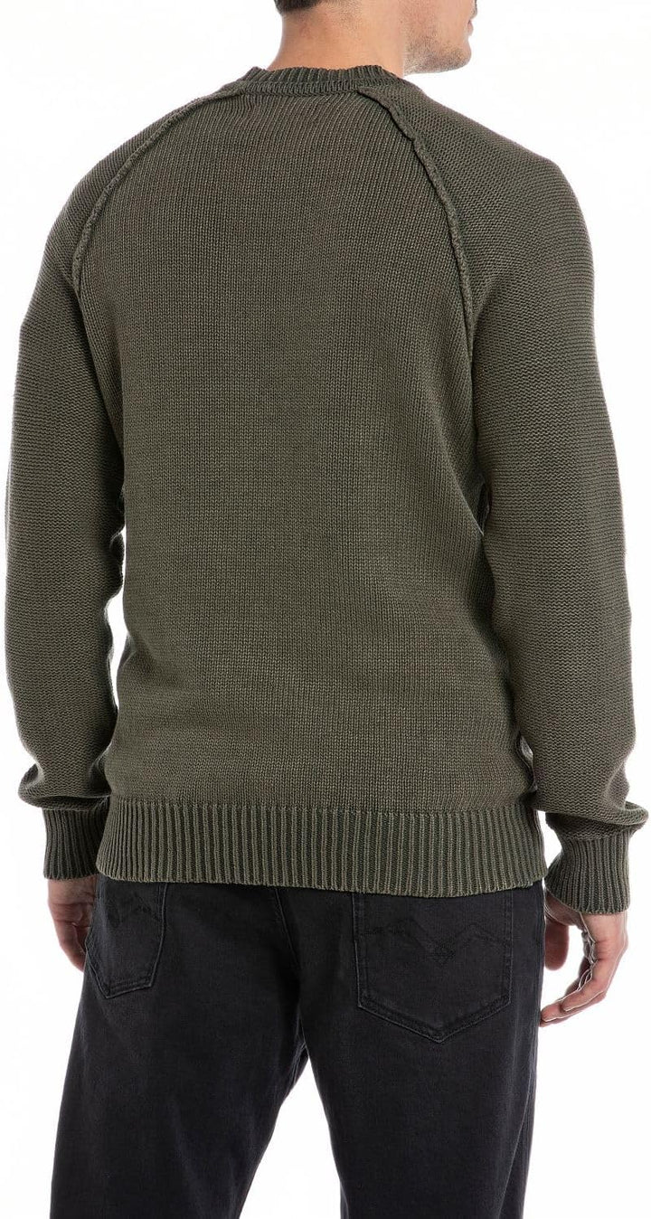 Replay Herren Pullover aus Baumwolle M Green Mud 212, M Green Mud 212