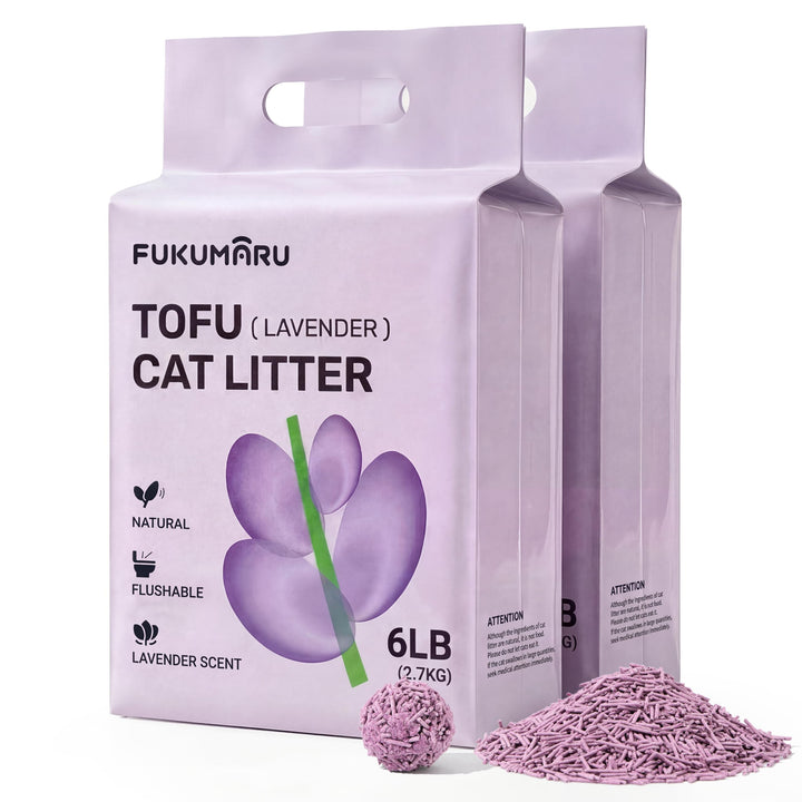 FUKUMARU Tofu Katzenstreu 5,4 kg - Klumpendes Katzenstreu, Geruchsbekämpfung mit Lavendelduft, staub