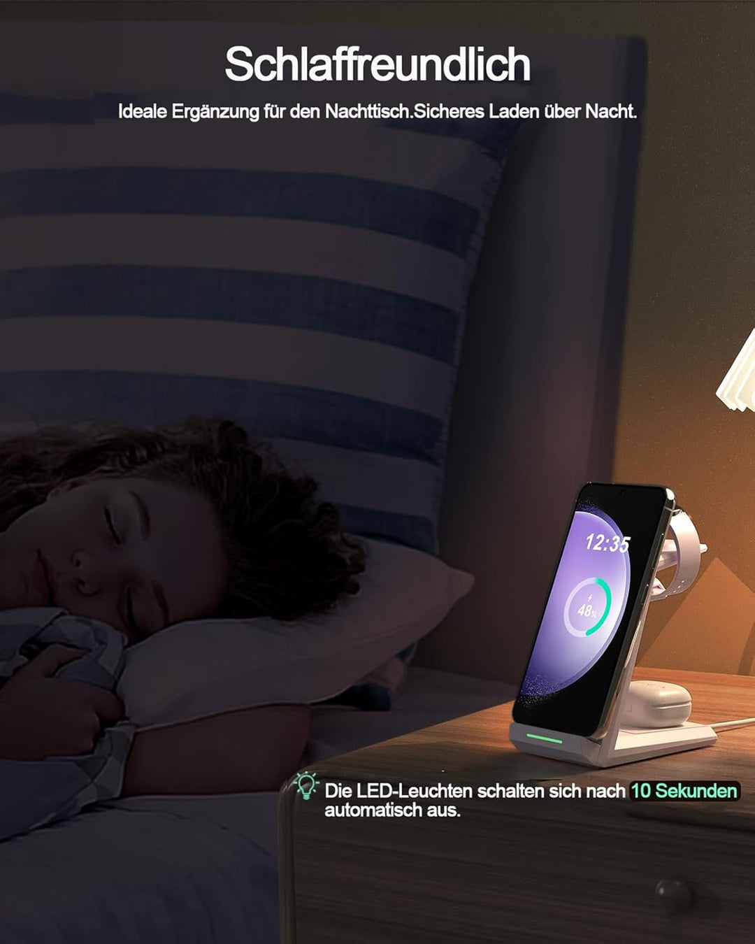 Induktive Ladestation für Samsung，ADADPU Kabelloses Ladegerät 3 in 1 Kompatibel für Galaxy Watch 7/6