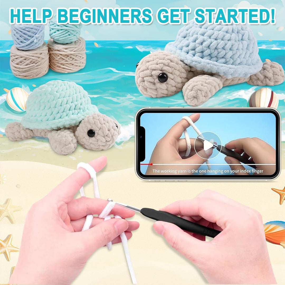 Häkeln für Anfänger Tiere Häkelset 2 pcs Crochet Set Schildkröte Häkeln
