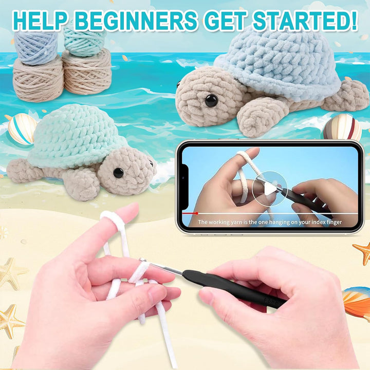 Häkeln für Anfänger Tiere Häkelset 2 pcs Crochet Set Schildkröte Häkeln