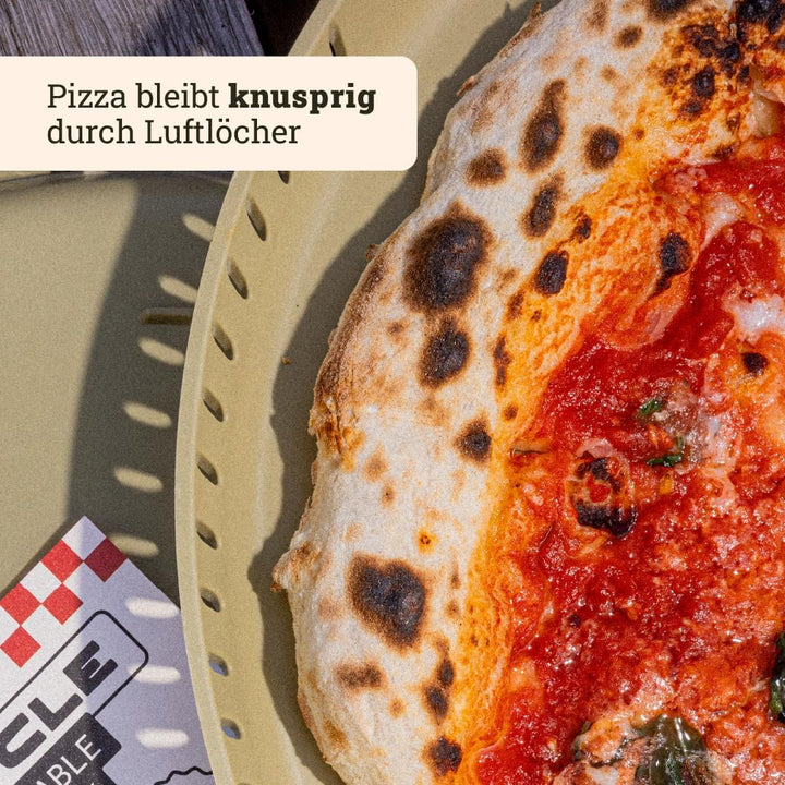 Original Wiederverwendbare Pizzabox seit 2022, Mehrweg Pizzakarton aus robustem Polypropylen für Piz