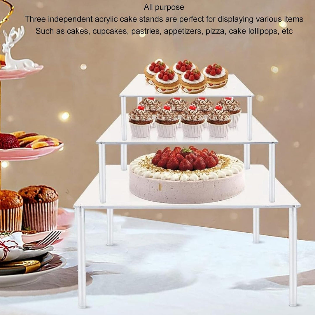 3er-Set quadratische Acryl-Kuchenständer, transparente Cupcake-Ständer für Desserttisch, Kuchen-Serv