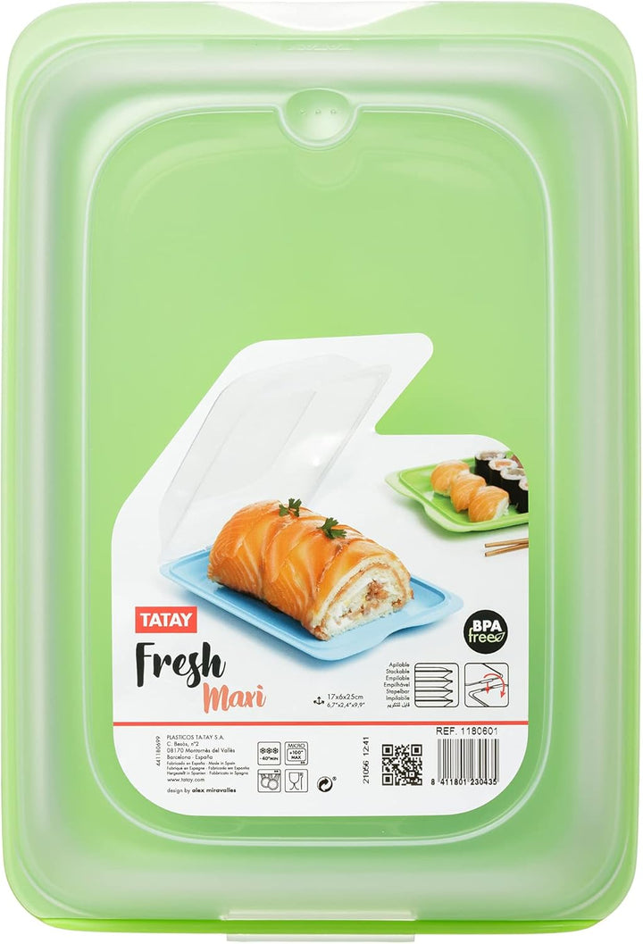 TATAY Aufschnittboxen für Kühlschrank | 4er Set Maxi | Frischhaltedosen mit Deckel, Stapelbar | Geei