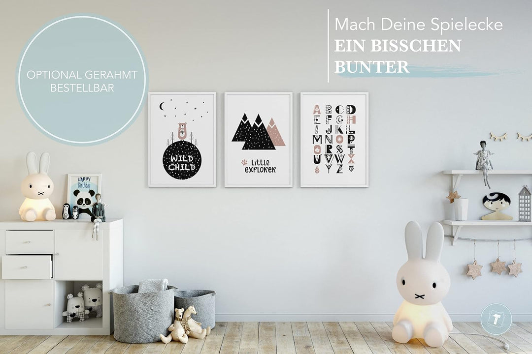 Papierschmiede® Kinderposter 3er Set, DIN A2 Wanddeko, Geschenk für Jungen &amp; Mädchen Kinderzimmer Ba