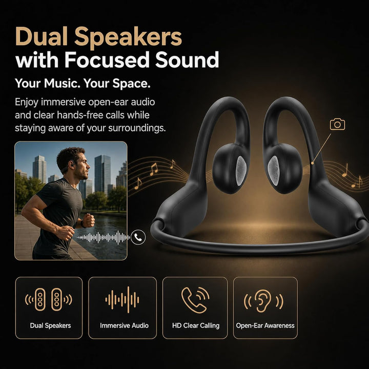 Open-Ear Knochenleitung Kopfhörer mit Kamera, Bluetooth 5.3, 8GB Speicher, IP54 spritzwassergeschütz