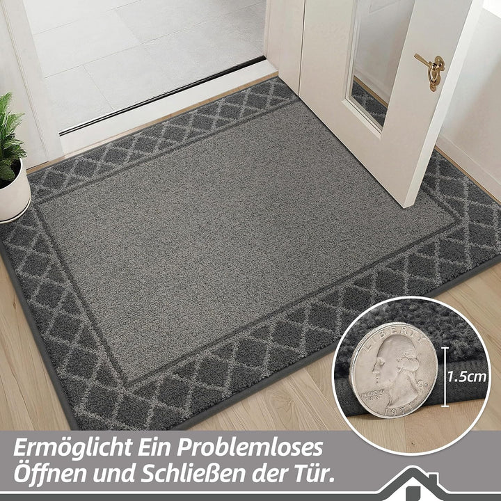 BEQHAUSE Schmutzfangmatte, TPR rutschfest, Polyester, Grau, 90x150cm 90 x 150 cm Kohlgrau, 90 x 150