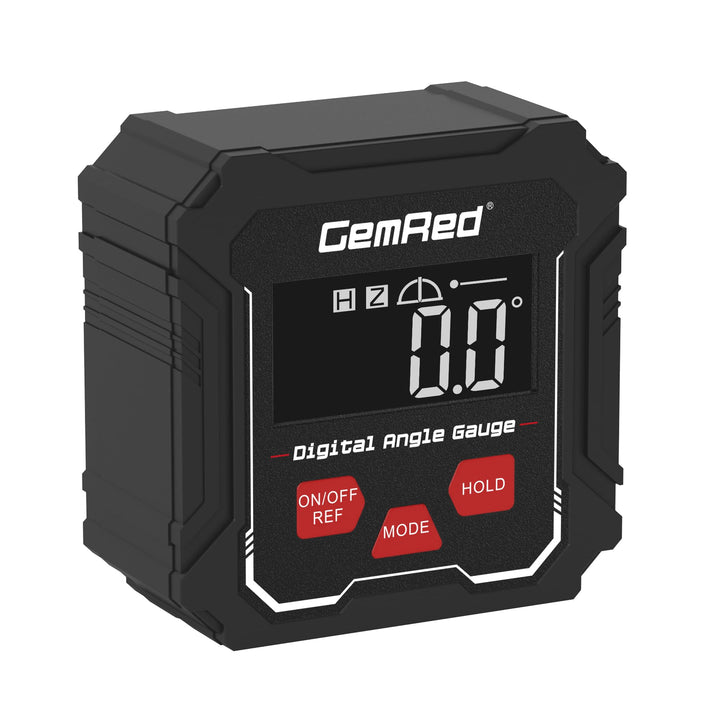 GemRed Digitaler Winkelmesser mit LCD-Display, Magnetfuss, 3 Bedientasten, Schwarz