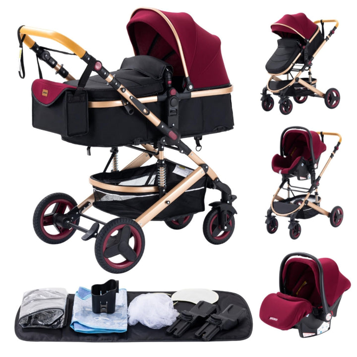 YAZOCO kinderwagen 3 in 1 Buggy Babybett Komplett Set Einem Klick Zusammenklappbarer Kinderwagen, Ko