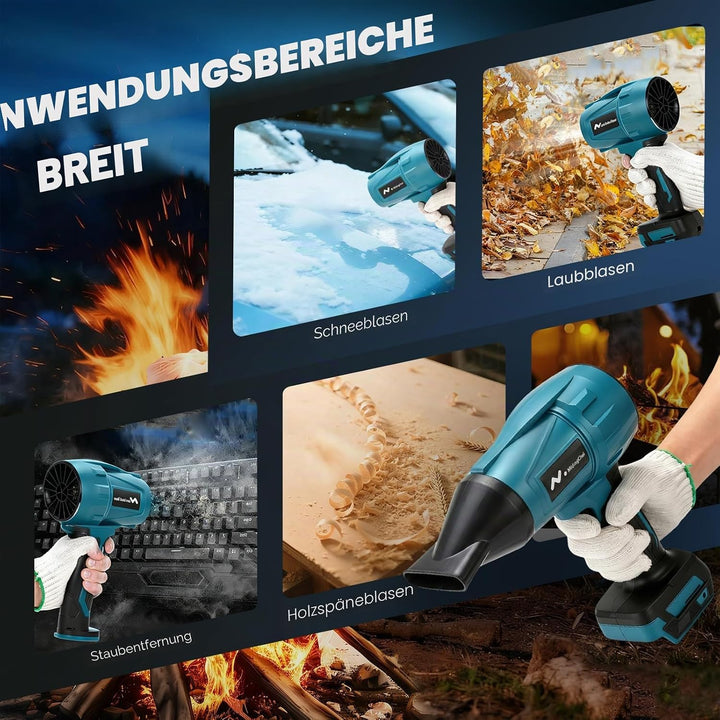 Akku Gebläse Kompatibel mit Makita 18V, Laubbläser Akku mit 3-Düsen, 32000 U/Min, 500g Luftdruck, Ha