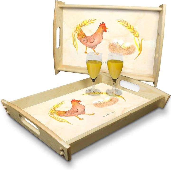 Mr. &amp; Mrs. Panda Servier Tablett Huhn Stolz - Geschenk, Eier, sofatablett, Serviertablett, Hahn, Bau