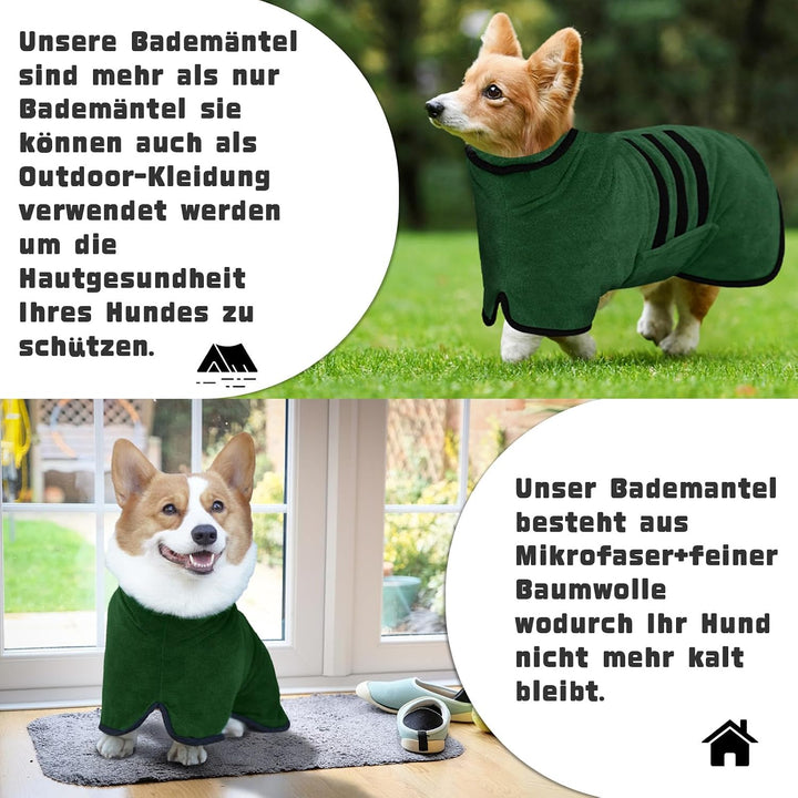 BASVII Hundebademantel aus Mikrofaser, Bademantel Hund Extra SaugfäHig und Schnell Trocknendes mit K