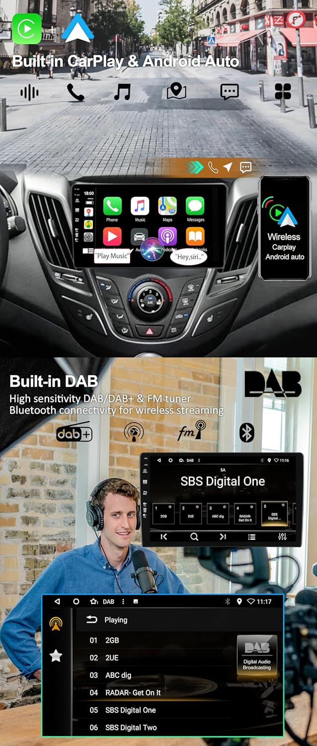 Eingebaut DAB | Android 13 IPS Autoradio für Hyundai Veloster FS (2011-2017) - Kabellos Carplay/Andr