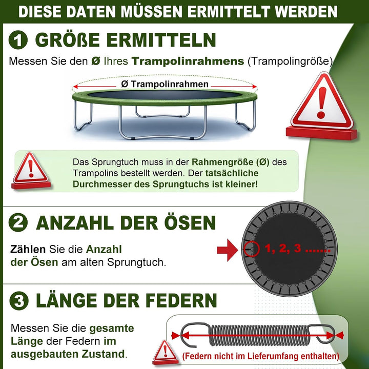 Trampolin Sprungtuch, Sprungmatte – erhältlich in vielen Grössen | Ersatzmatte, Sprungnetz, Matte re